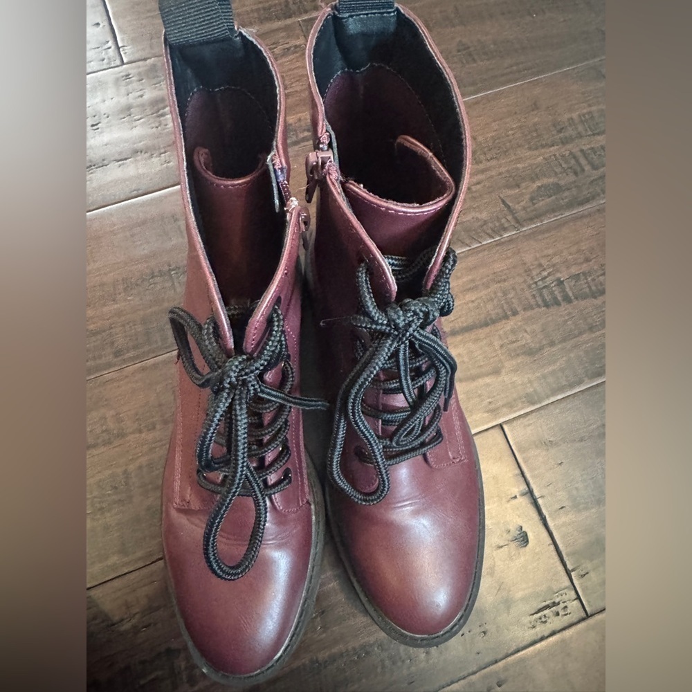 Steve Madden moto burgundy combat utility grunge 90’s lug boot size 8 - Picture 4 of 9